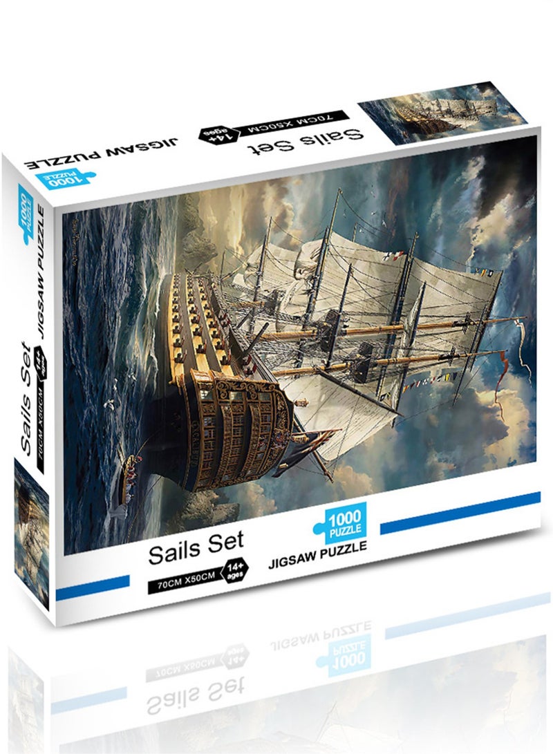 أحجية الصور المقطوعة الورقية للبالغين 1000 قطعة ألغاز بحرية كبيرة لغز الصور المقطوعة على شكل طائرة لتخفيف الضغط - Image 1